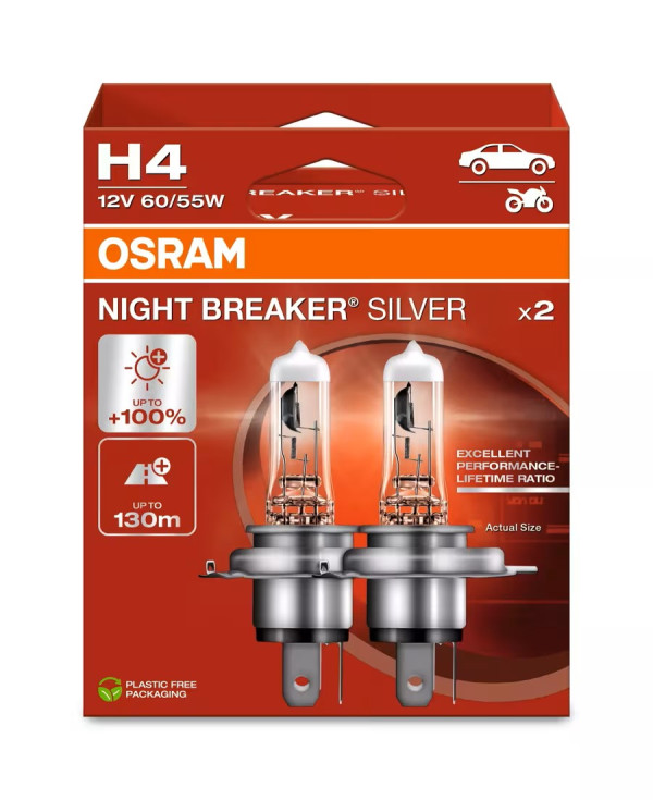 OSRAM NIGHT BREAKER SILVER H4 64193NBS-2HB 60/55W12VP43T 4062172387453