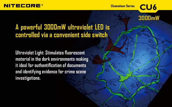 UV Baterijska lampa NITECORE CU6 440lm 190m UV 3.000mW 6952506401239